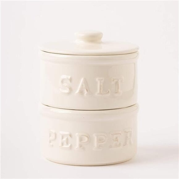 Salt & Pepper Cellar, Off-White, 6" X 3.5" dia - Picture 2 of 6